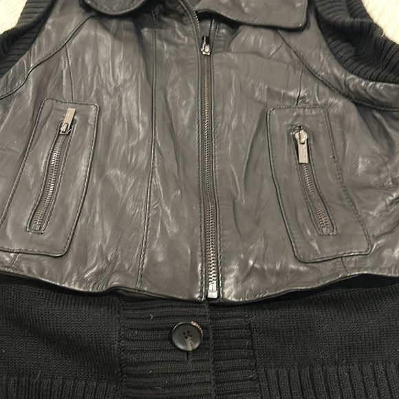 EUC BCBG Viggo Black Leather and Knit Vest size medium - Picture 11 of 15